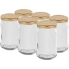 Vasetti TO 300 ml con coperchio dorato Ø 66 - 6 pezzi ['vasetto per conserve', ' vasetto 300 ml', ' vasetto con coperchio', ' vasetto con coperchio dorato', ' vasetto da cucina', ' vasetto di vetro', ' vasetto per piccoli oggetti', ' vasetto per marmellata', ' vasetto per spezie', ' vasetto per erbe aromatiche', ' vasetti con chiusura a vite', ' vasetti piccoli']