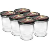 Vasetto 350 ml con tappo colorato - 6 pezzi ['per conserve', ' per confetture', ' per marmellate', ' per composte', ' per crema di prugne', ' di prugne', ' gusto prugna', ' di pesche', ' gusto pesca', ' fruttato', ' per budino di chia', ' confettura di amarene']