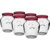 Vasetto Amfora 580 ml (Ø 82) con capsula bordeaux - 6 pezzi ['set di vasetti', ' vasetti per fermentazione', ' vasetti per confetture e marmellate', ' vasetti con capsule twist-off', ' vasetti Ø82', ' vasetti con capsule 6 tacche', ' vasetti con capsule bordeaux', ' per conserve', ' per sottovuoto', ' vasetti per miele', ' per miele', ' vasetto panciuto', ' vasetto da 0', '5 l', ' adatti alla pastorizzazione']