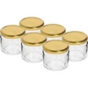Vasetto basso 330 ml - con capsula dorata fi 82/6, 6 pz. ['vasetto basso', ' vasetto in vetro', ' vasetto 330 ml', ' capsula twist-off', ' vasetto per confetture', ' contenitore per la conservazione', ' conserve fatte in casa', ' vasetto per aringhe', ' vasetto per insalata', ' vasetto per dessert']
