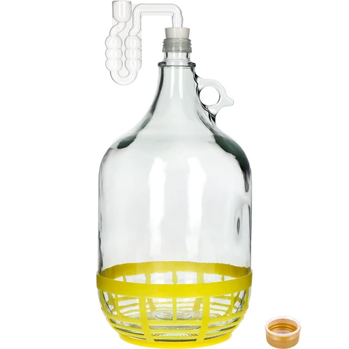 4 x Dama 5 L con tappo in sughero, gorgogliatore, tappo a vite e cestello - 3