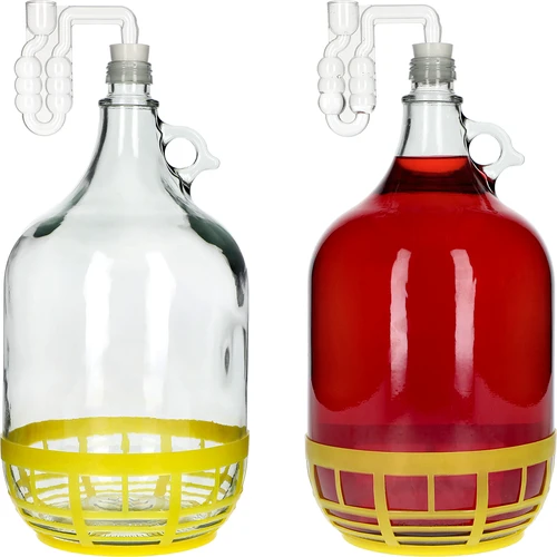 4 x Dama 5 L con tappo in sughero, gorgogliatore, tappo a vite e cestello - 6