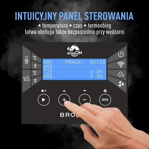 Affumicatoio con Wi‑Fi, 200 L - dragON WOOD 100IQ con modulo riscaldante elettrico e centralina, a legna - 7