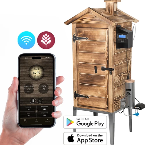 Affumicatoio con Wi‑Fi, 200 L - dragON WOOD 100IQ con modulo riscaldante elettrico e centralina, a legna