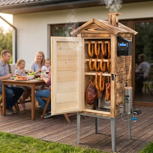 Affumicatoio con Wi‑Fi, 200 L - dragON WOOD 100IQ con modulo riscaldante elettrico e centralina, a legna - 12