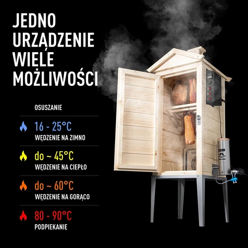 Affumicatoio da giardino in legno 200 L – dragON Wood 100E con modulo di riscaldamento elettrico e centralina di controllo - 4