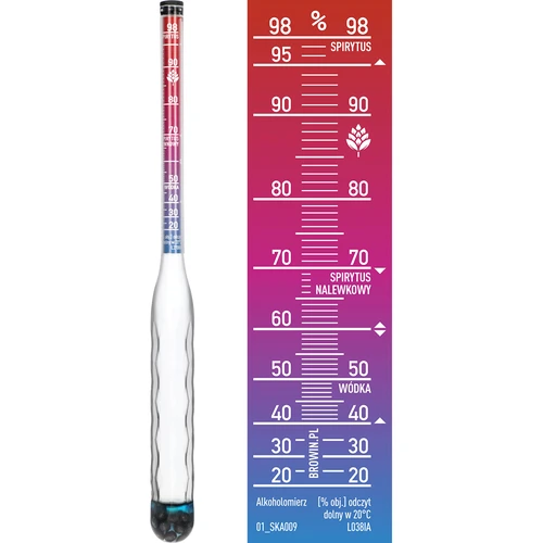 Alcolometro infrangibile con provetta, campo di misura 20-98% - 3