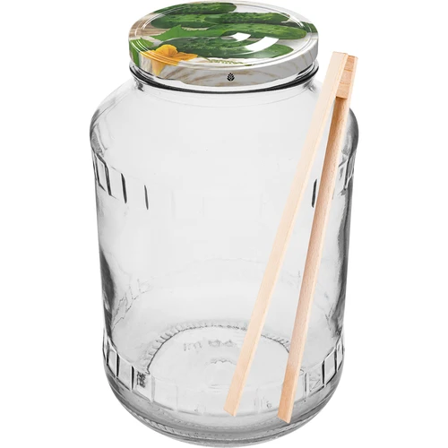 Barattolo 1,5 L, Ø 82/6 con tappo a vite colorato + pinza