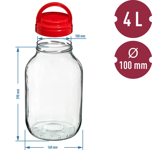 Barattolo 4 L con coperchio Twist-Off Ø 100 mm con manico - 6