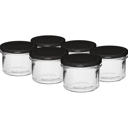 Barattolo cilindrico 235 ml (Ø82) con tappo nero, 6 pezzi