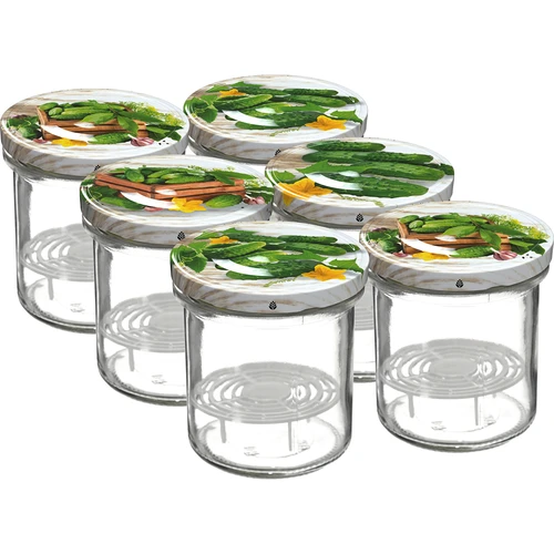 Barattolo da 350 ml con coperchio e pressino - 6 pezzi