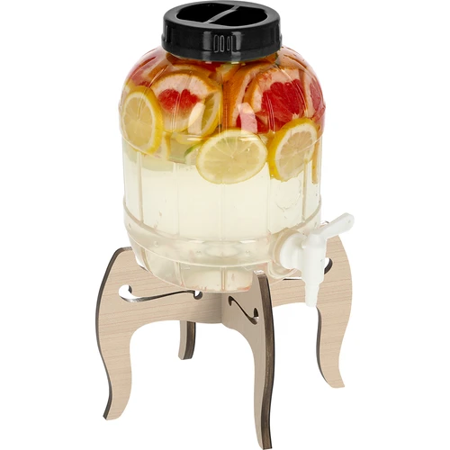 Barattolo infrangibile 5 L con rubinetto e supporto in legno reversibile a due altezze