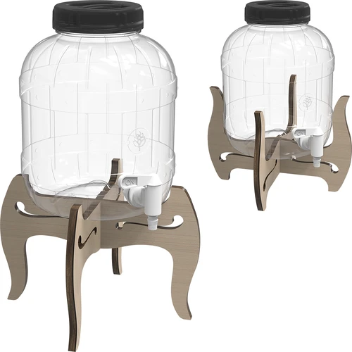 Barattolo infrangibile 5 L con rubinetto e supporto in legno reversibile a due altezze - 5