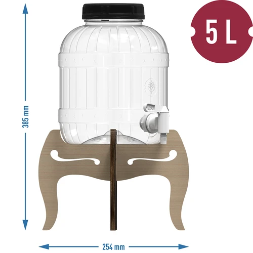 Barattolo infrangibile 5 L con rubinetto e supporto in legno reversibile a due altezze - 12
