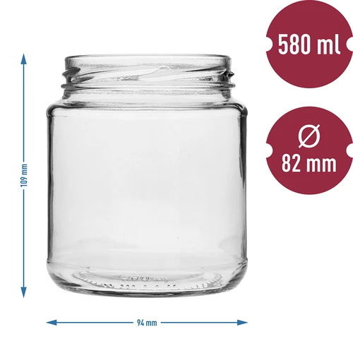 Barattolo TO panciuto 580 ml con tappo colorato fi82/6, 6 pezzi - 7