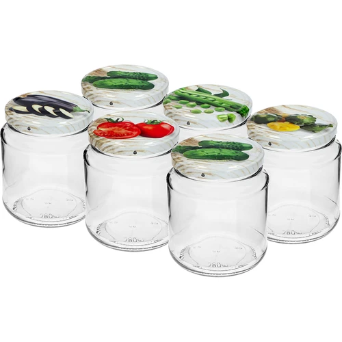 Barattolo TO panciuto 580 ml con tappo colorato fi82/6, 6 pezzi - 2