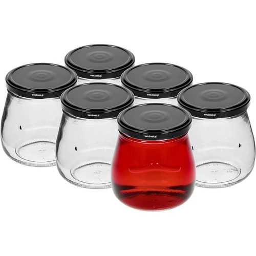 Barattolo twist-off 500 ml "Anfora capovolta" con tappo nero Ø 82/6, 6 pz. - 2