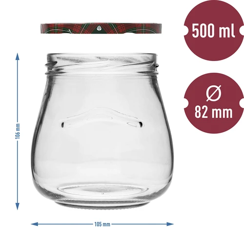 Barattolo twist-off 500 ml "Anfora rovesciata" con coperchio colorato Ø 82/6, 6 pz. - 10