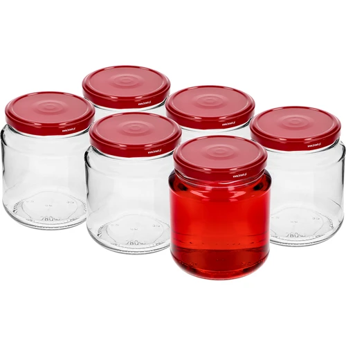 Barattolo twist-off "Grubasek" 580 ml con capsula bordeaux fi82/6, 6 pezzi - 2