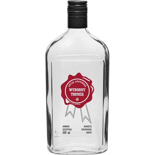 Bottiglia 500 ml con tappo a vite, stampa 'Wyborny Trunek', 1 pz.