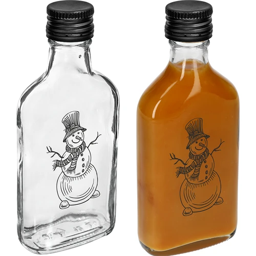 Bottiglia tipo fiaschetta 200 ml con tappo a vite, stampa «Pupazzo di Neve», 1 pz. - 3