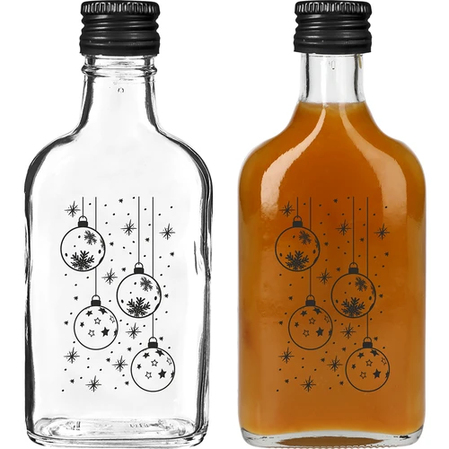 Bottiglia tipo fiaschetta 200 ml con tappo a vite, stampa "Palline di Natale", 1 pz. - 2