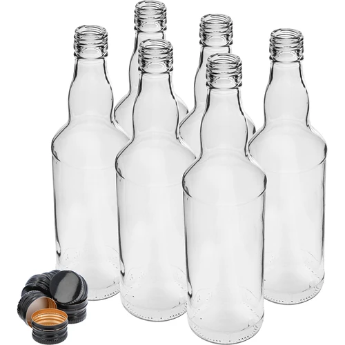 Bottiglia 500 ml per vodka, con tappo nero a vite, 6 pz. - 2