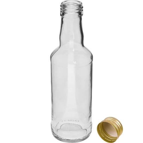 Bottiglia classica per liquori 200 ml, con tappo a vite dorato Ø 28, 1 pz. - 2