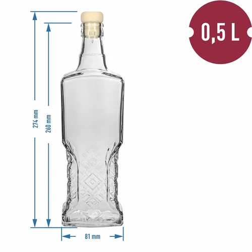 Bottiglia da credenza 500 ml con tappo in sughero - 5