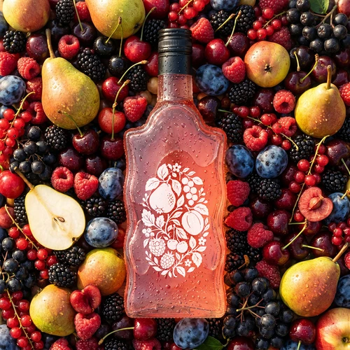 Bottiglia Klasztorna 500 ml con tappo a vite e stampa “Frutti” modello 1 - 6