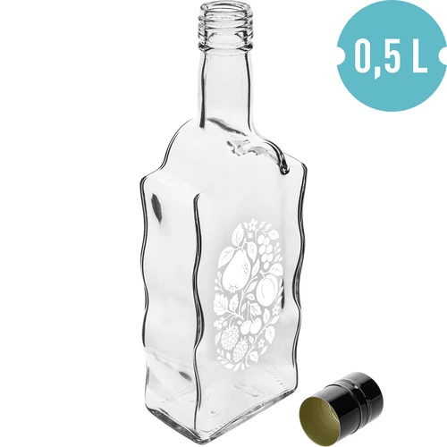 Bottiglia Klasztorna 500 ml con tappo a vite e stampa “Frutti” modello 1 - 2