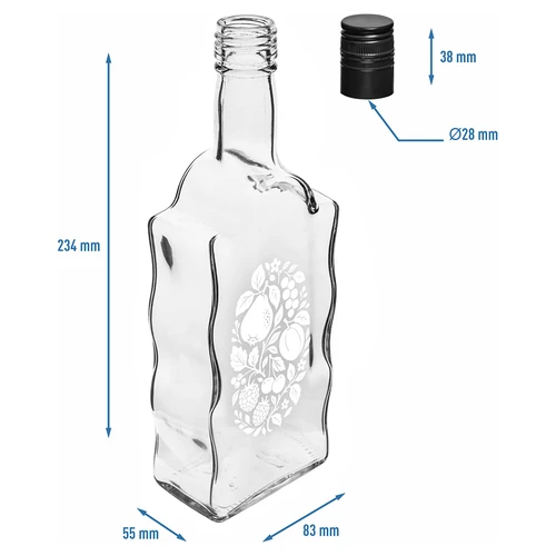 Bottiglia Klasztorna 500 ml con tappo a vite e stampa “Frutti” modello 1 - 5