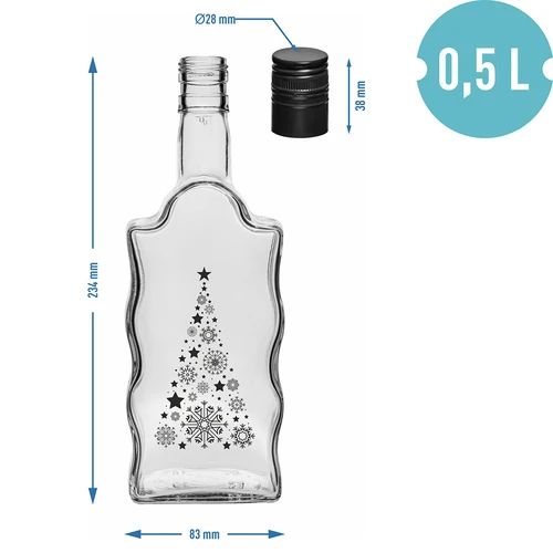 Bottiglia Klasztorna 500 ml con tappo, stampa "Albero di Natale", 1 pz. - 5