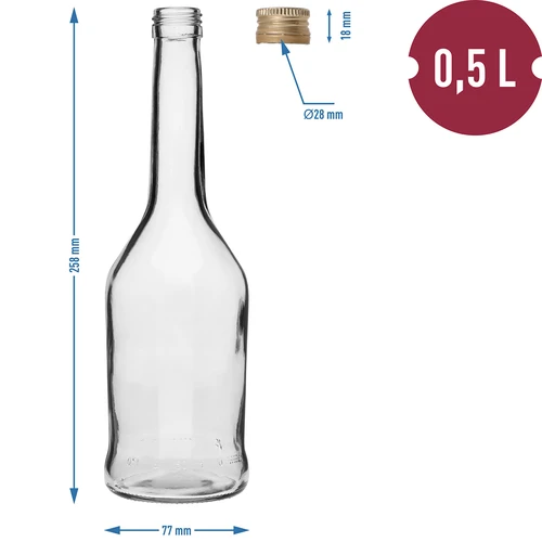 Bottiglia Napoleon 500 ml con tappo a vite Ø 28 mm, 6 pezzi - 7
