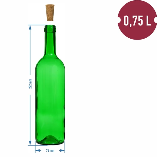 Bottiglia per vino 0,75 L verde - confezione da 8 pezzi - 6