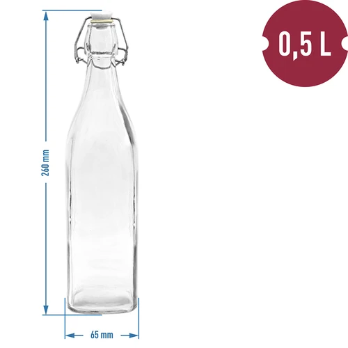 Bottiglia quadrata con chiusura ermetica 0,5 L - 2
