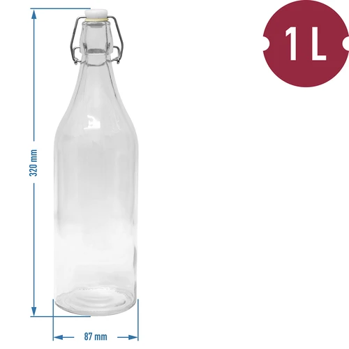 Bottiglia rotonda 1 L con chiusura ermetica - 2