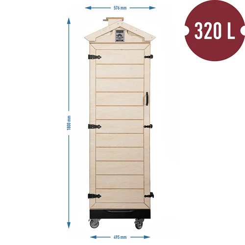 Camera di affumicatura in multistrato certificato, senza telaio, 320 L, con ruote - 4