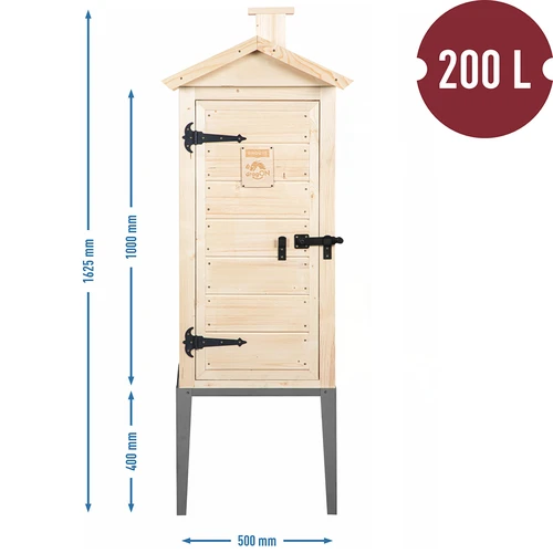 Camera di affumicatura in legno di abete, 200 L, con base in acciaio inox - 3