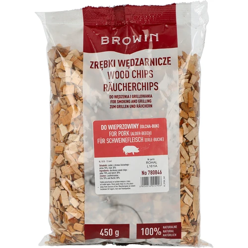 Trucioli per affumicare e grigliare la carne di maiale - mix (70% ontano, 30% faggio), 450 g, classe 10