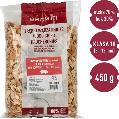 Trucioli per affumicare e grigliare la carne di maiale - mix (70% ontano, 30% faggio), 450 g, classe 10 - 3