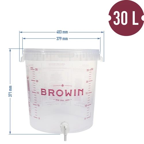 Contenitore di fermentazione 30 L con stampa, rubinetto e 3 gorgogliatori - 5