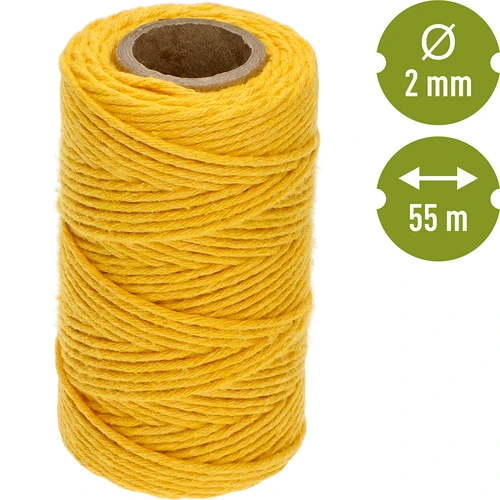 Cordino in cotone giallo 2 mm/55 m/100 g - 4