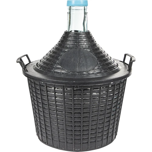 Damigiana da 10 L per vino con cestello in plastica