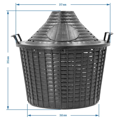 Damigiana da 10 L per vino con cestello in plastica - 6