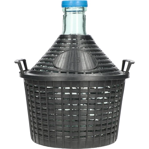 Damigiana da vino 5 L con cestello in plastica