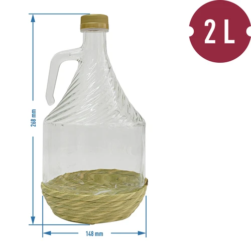 Damigiana Dama 2 L in vimini, con tappo a vite - 2