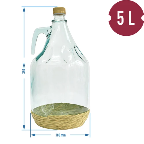 Damigiana Dama 5 L con cesto intrecciato, con tappo a vite - 3
