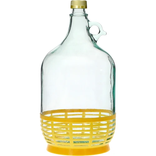 Damigiana Dama 5 L con tappo a vite e cestello in plastica