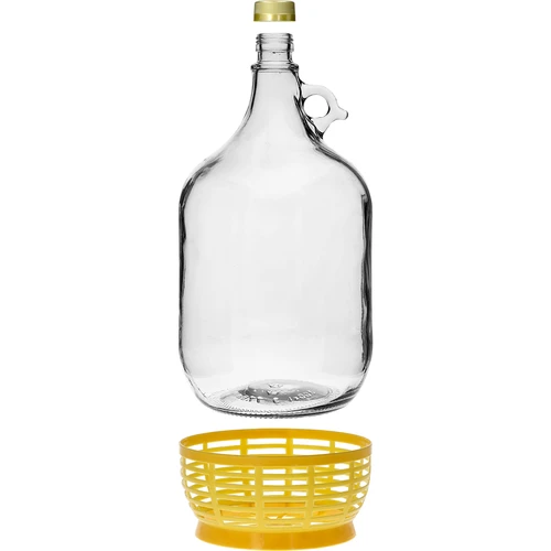 Damigiana Dama 5 L con tappo a vite e cestello in plastica - 2